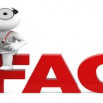 Medic sitting on FAQ sign. Frequently asked questions concept